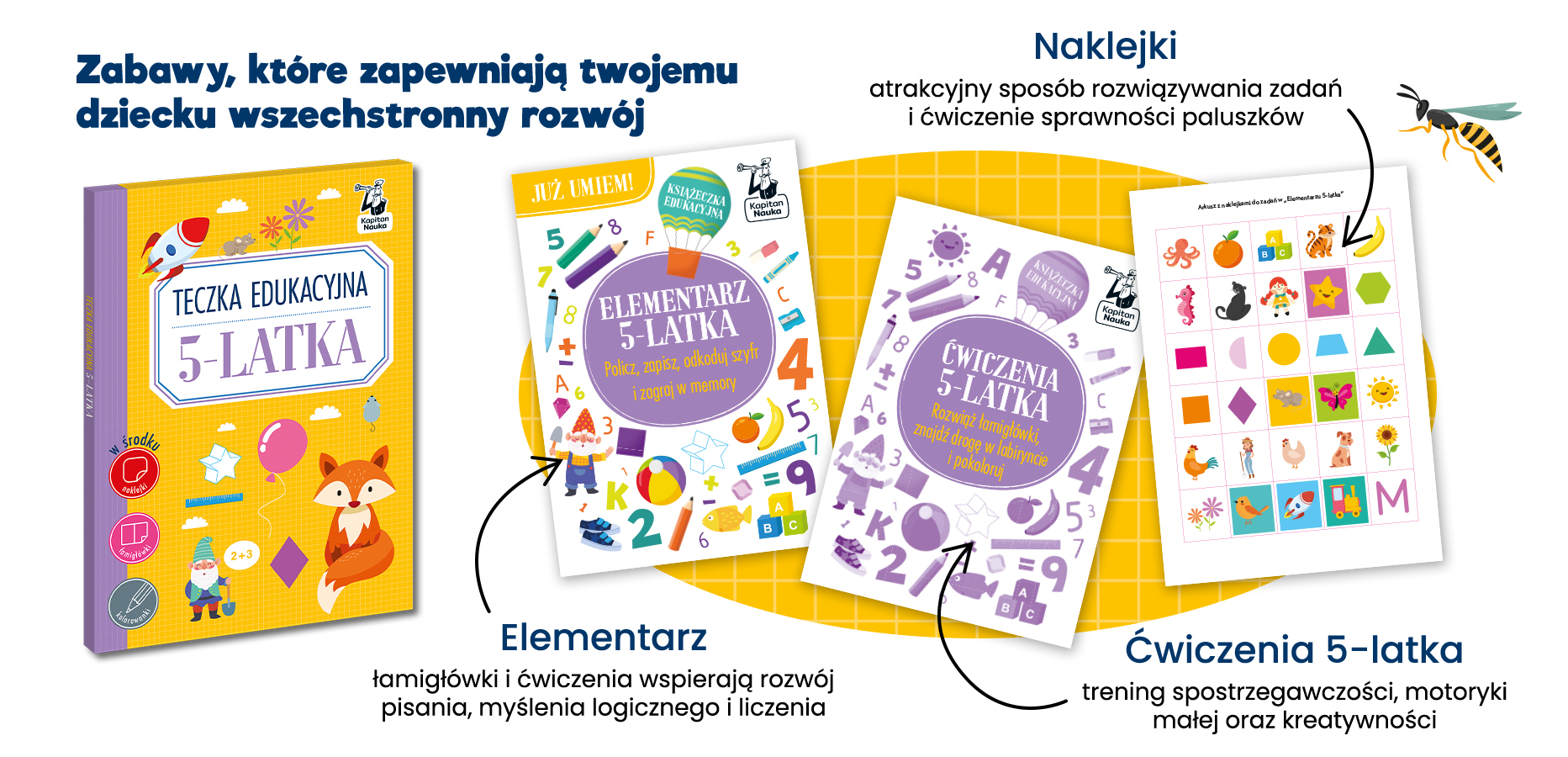 Środek Teczka edukacyjna 5-latka - ćwiczenia, naklejki. Kapitan Nauka